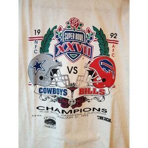 Vintage 1992 Trench Ultra USA Super Bowl XXVII Cowboys Bills T Shirt DEADSTOCK